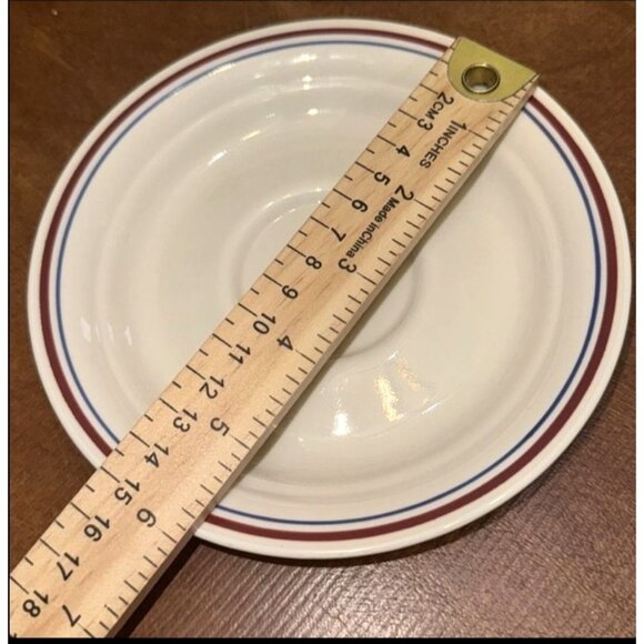 Corelle By Corning Red & Blue Banded Saucer Plate - Picture 3 of 3